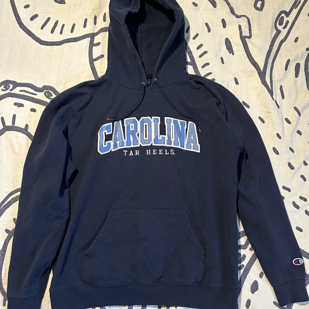 Champion Navy Blue Hoodie with Carolina Tar Heels Logo